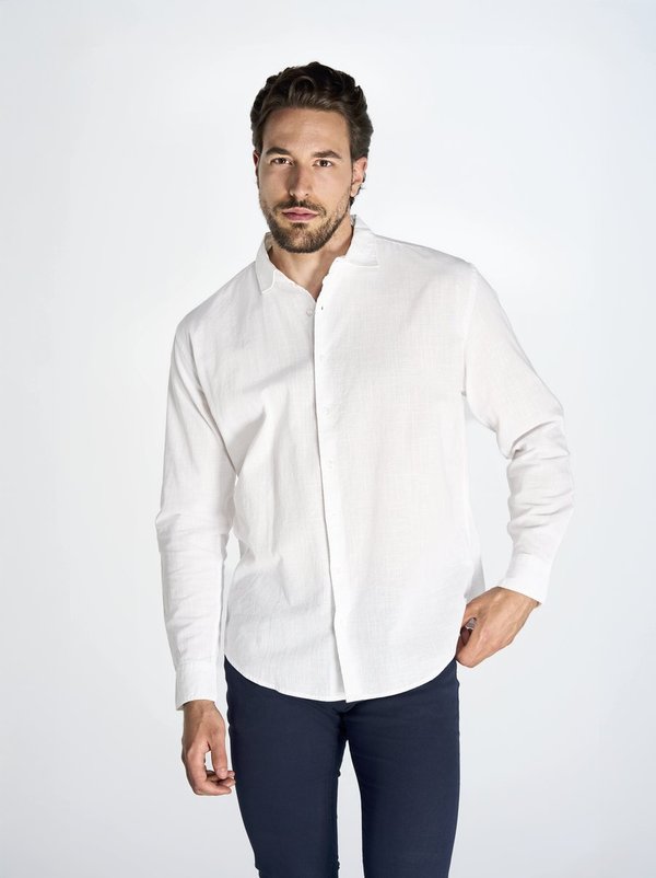 JHK Flammgarn-Baumwolle Langarm-Hemd Camisa Tulum