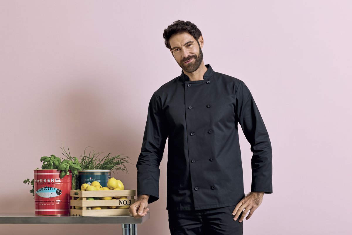 Premier Workwear Langärmelige Kochjacke mit Kunstharzknöpfen